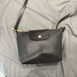 Longchamp Black Crossbody Bag with Gold Accent
